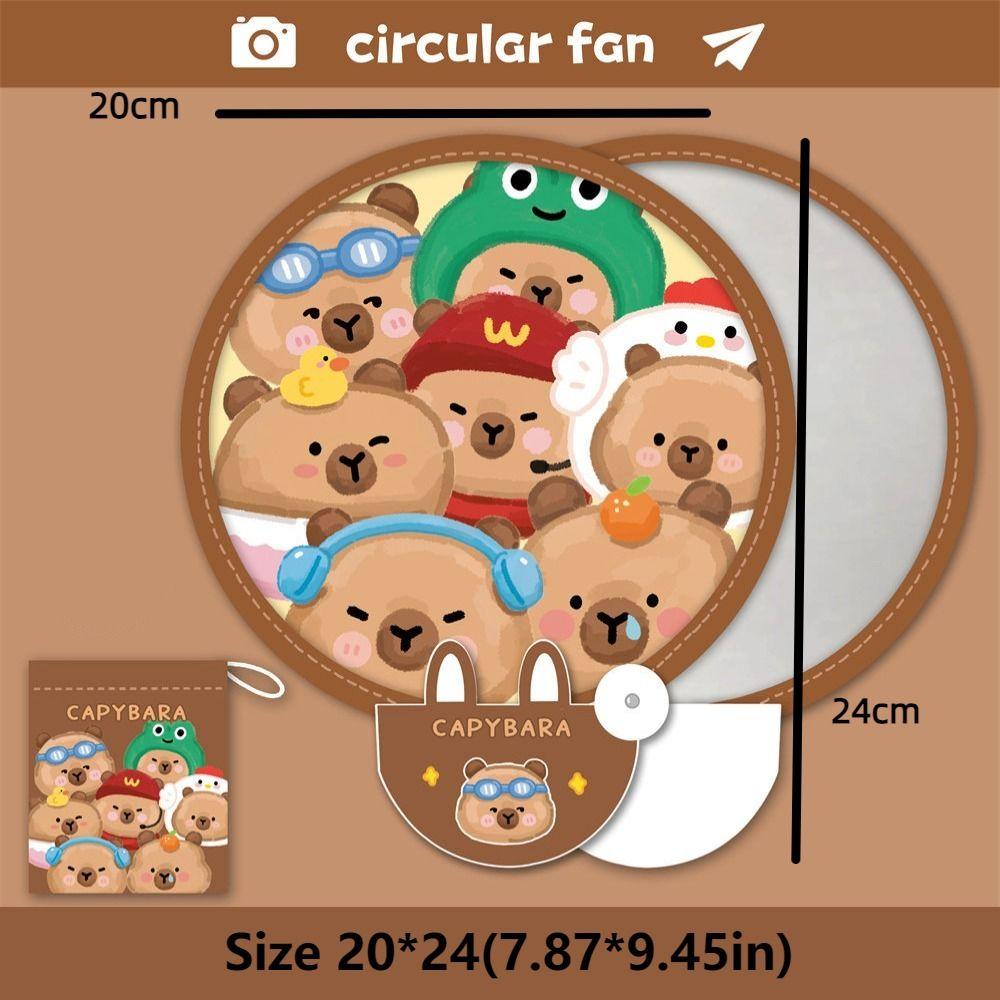 Kreslený skládací skupinový ventilátor Kapybara Mini kulatý ventilátor Venkovní ruční ventilátor