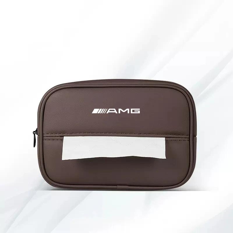 GLC GLB Car Logo Tissue Box Seat Hanging Paper Towel Storage Bag For Mercedes Benz AMG W205 W203 W220 W206 W211 W212 W201 W176