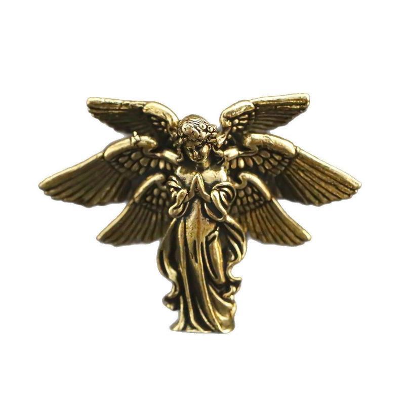 Copper Six Winged Angel Love Cupid Statue Small Ornament Brass Angel Figurines Desktop Decoration Home Decor Accessories