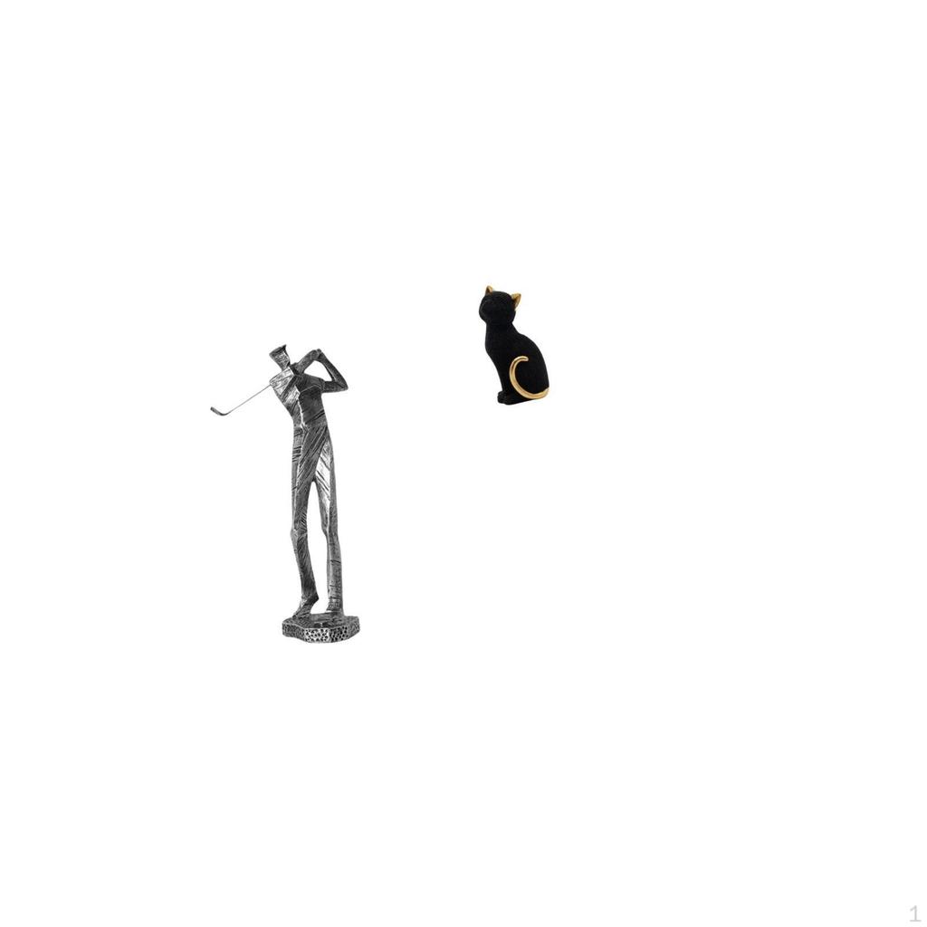 Golfing Cat Resin Figurine Modern Golfer Animal Sculpture Decorative Collectible Ornament for Shelf