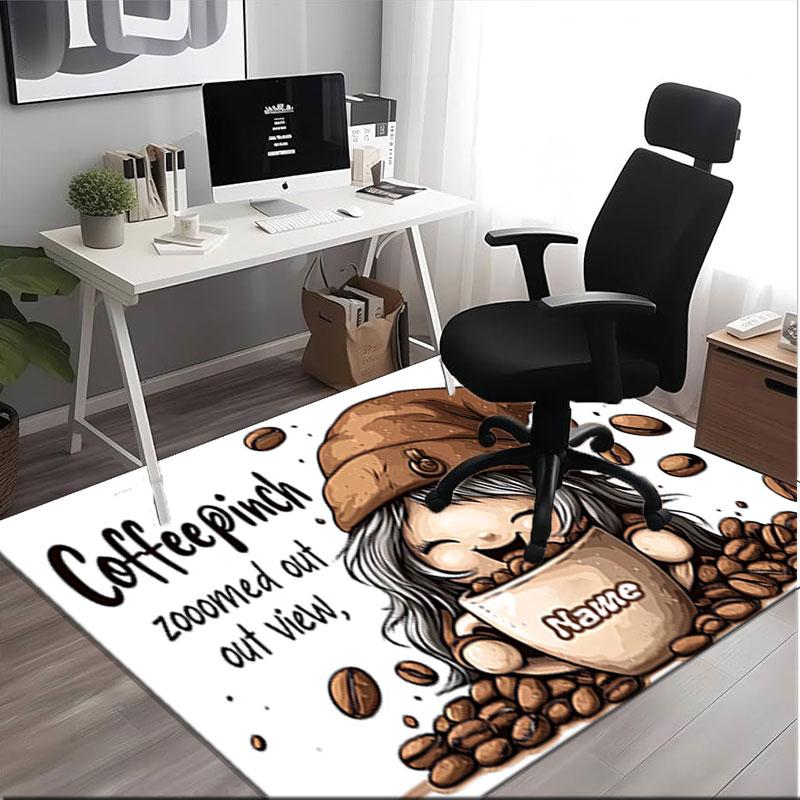 1PC Custom Name Coffee Pinch Gnome Beans Theme Floor Mat Ideal for Living Room, Game Rooms, Office, Bedroom,Floor Mat Playful Design