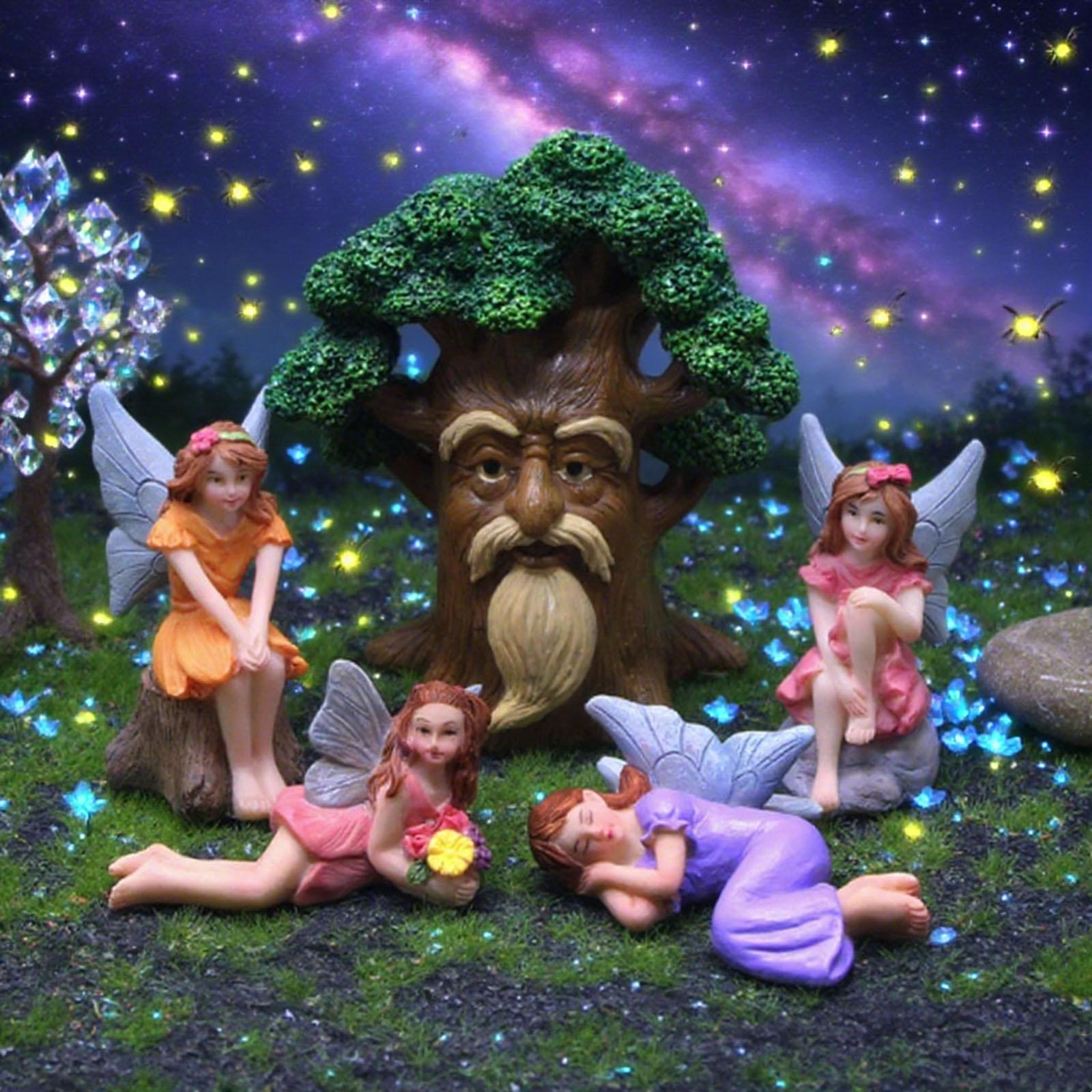 

Дедушка Дерево и Четыре Феи Цветов Украшения Сад Двор Дерево Человек Украшение Сад Бонсай Украшение One Size