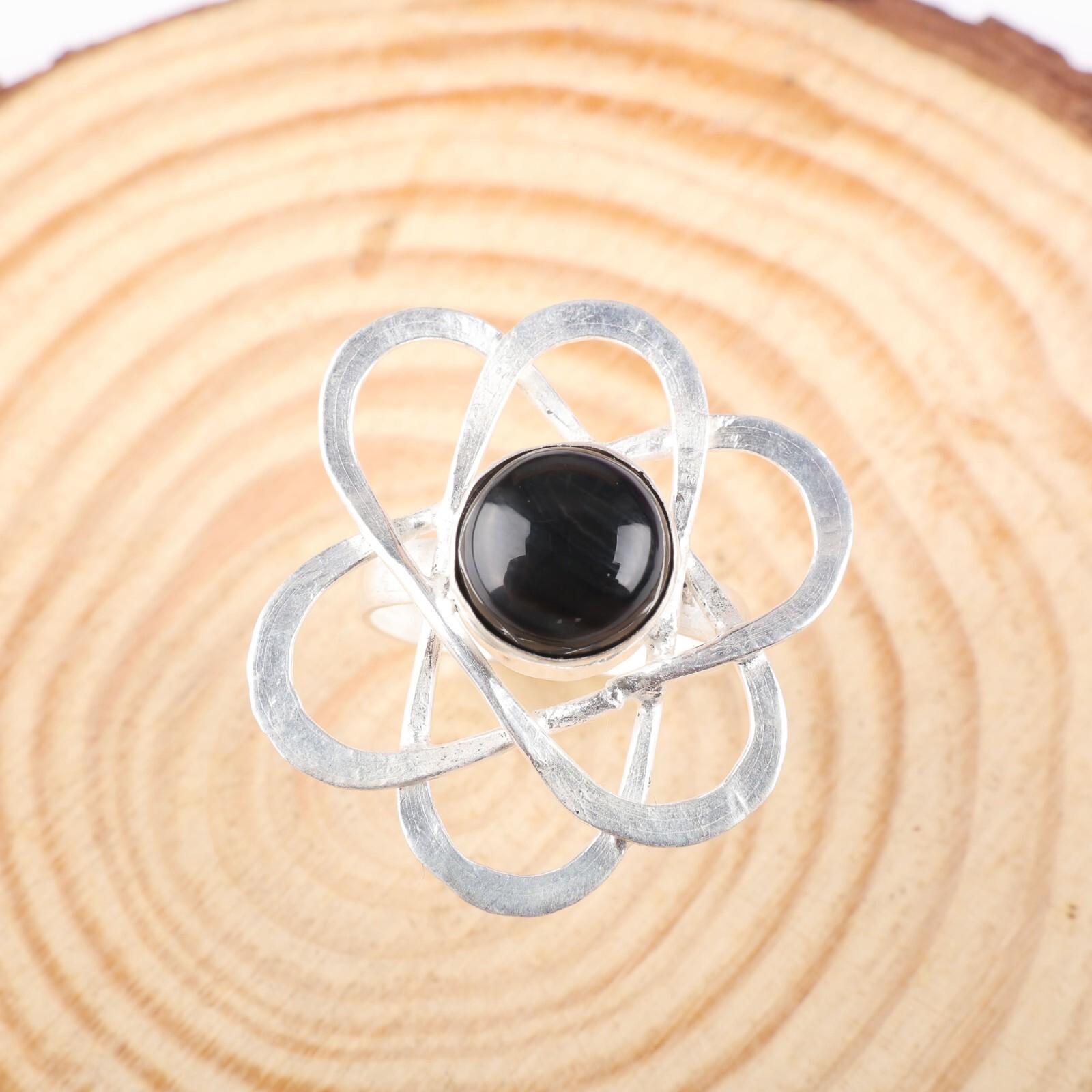 

Натуральный черный оникс кабошон драгоценный камень 925 стерлинговое серебро ювелирные изделия ручной работы женское кольцо RR-21-28 13