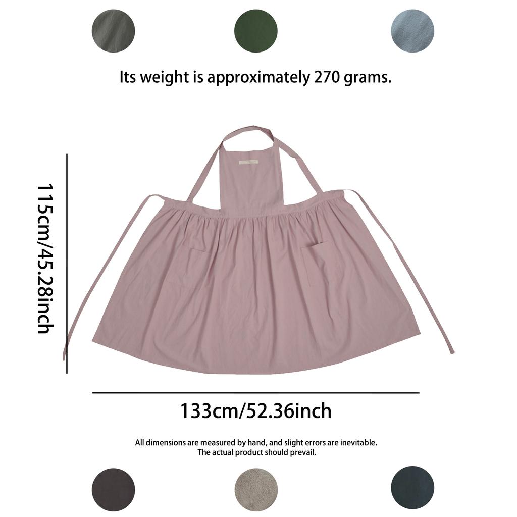 1 PC Long Pleated Apron, Multiple Colors, Adjustable Waist Belt, Suitable for Flower Shops, Coffee Shops, Home Cleaning,Bar
