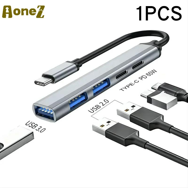 1-3PCS PD 65W Type-C To USB 3.0 Hub 5-Port OTG Multi-Port Splitter Adapter Compatible with MacBook Pro 13/15/Air/Pro Computers