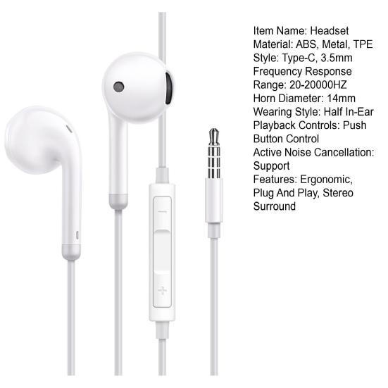 Kabelgebundener Kopfhörer Stereo Surround Subwoofer Bequem zu tragen Plug & Play Kabelsteuerung HD-Anrufe 3,5 mm/ Typ-C High Fidelity Sound Ohrhörer für Zuhause