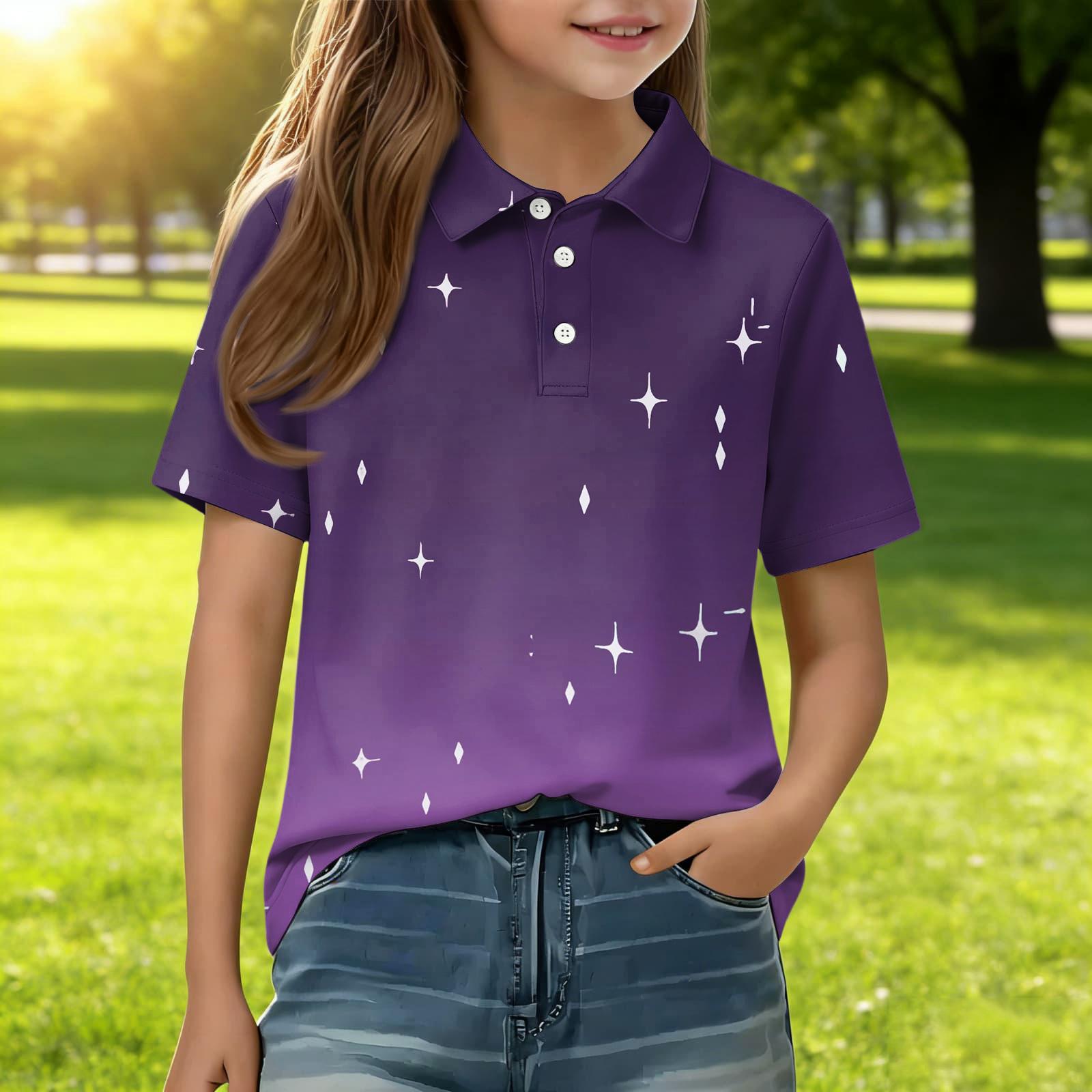 Children s Daily Casual Short-sleeved Print Tops T-shirts Shirts 120