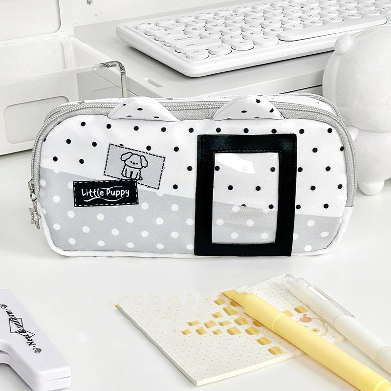 Cute Bear Ear Pencil Case With Photo Display Slot For Students School Study Office Stationery Storage
