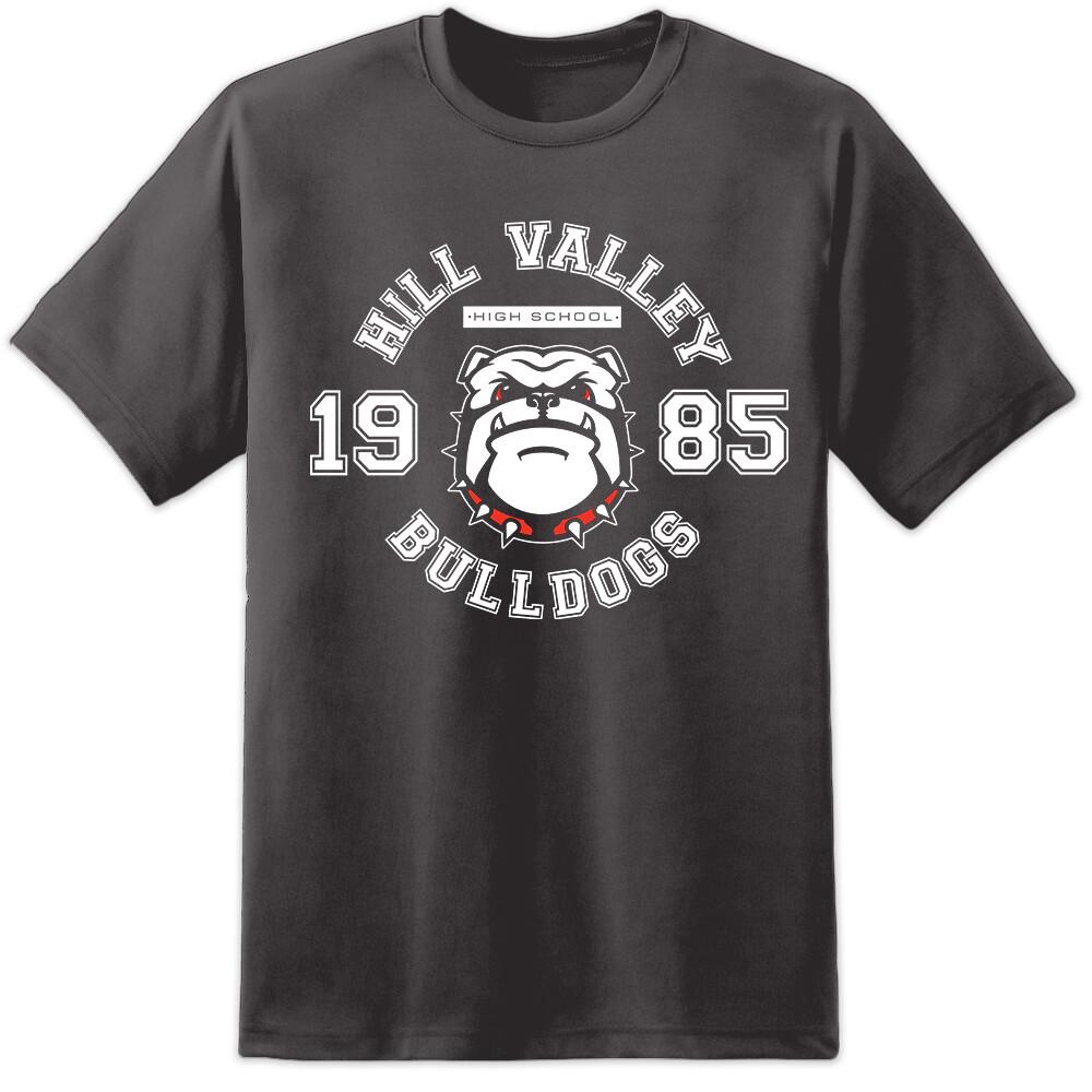 

Mens Back To The Future Hill Valley High Bulldogs T Shirt Flux Capacitor McFly 4XL