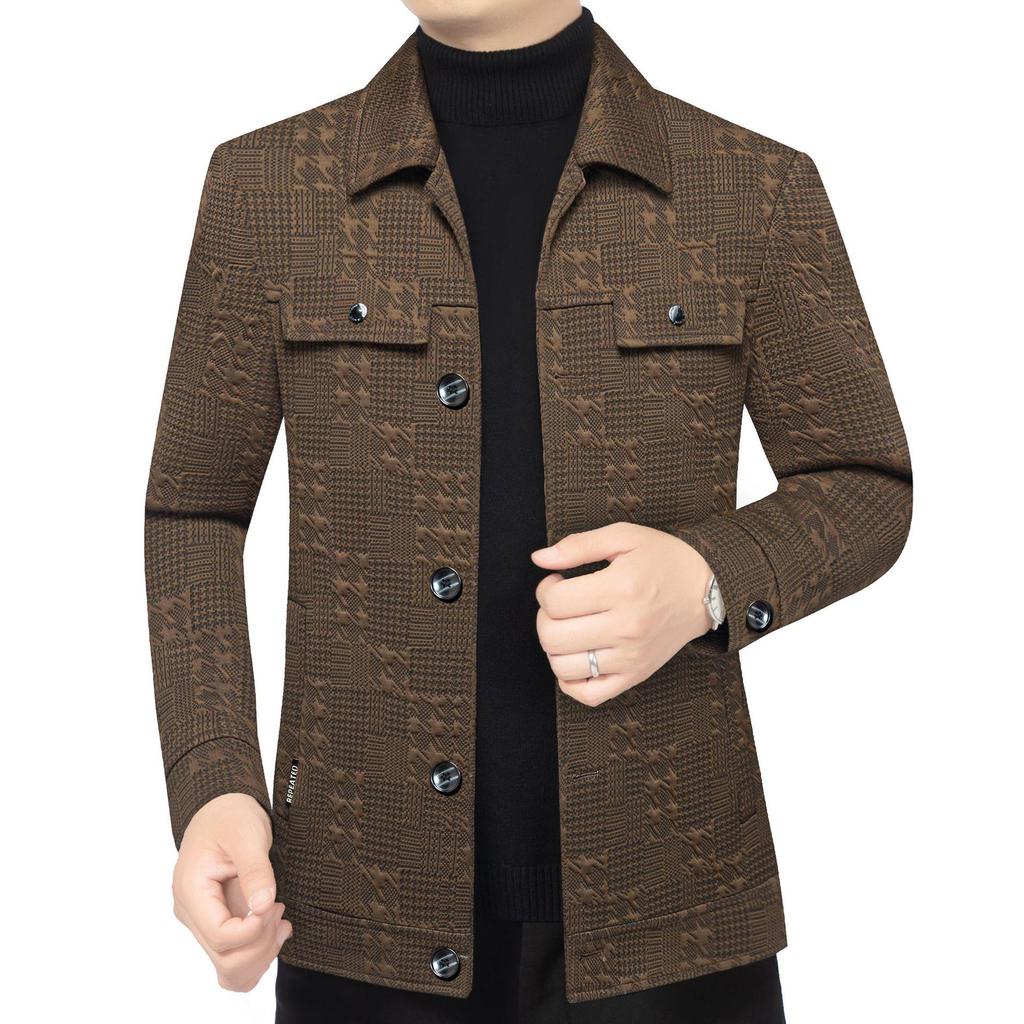 2025 Winter Solid Color Lapel Short Jacket for Men: New Business Casual Coat