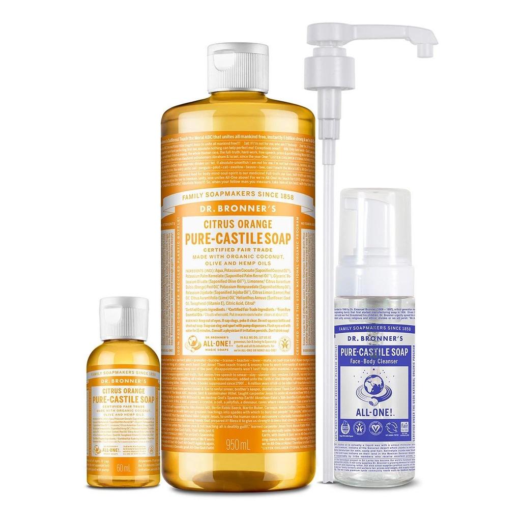 DR.BRONNER'S CASTILE Sabonete Orgânico Tudo em Um Limpador 1010ml