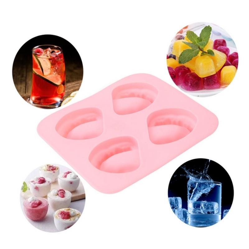 4 Hole Denture Teeth Shaped Ice Cube Mold Silicone Ice Tray Diy Ice Cream Mould Funny Gag Gift For Dentist Seniors Father Day