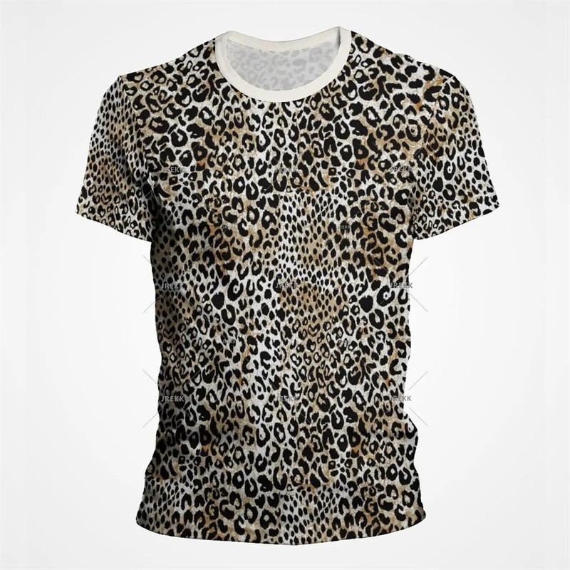 Leopard Print 3D Funny T Shirts for Men's And Women's Clothing Summer Short Sleeve T-Shirt Unisex Streetwear Oversize Tops Tees