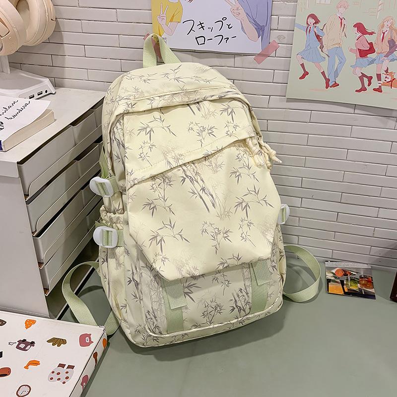 High value, fresh and sweet leaf print backpack, lightweight and versatile backpack for junior high school students