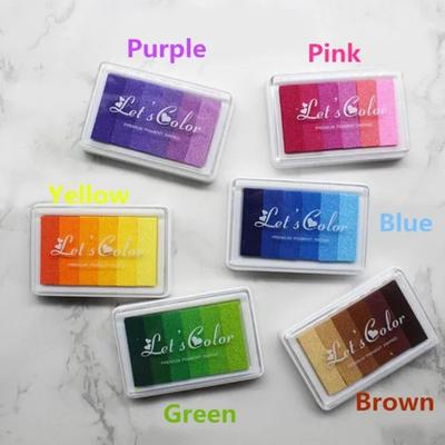 1 Stück DIY Sechsfarben-Verlaufstempelkissen Fingerabdruck-Malerei Stempel-Tintenkissen