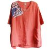 Plus Size Women Summer Cotton Linen T-shirts Short Sleeve Loose Tshirts Vintage Oversized Tops
