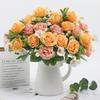 Simulated Roses Artificial Flowers Bouquet Real Touch Fake Roses for Home Wedding Office Decor Faux Silk Flowers All Year Round Bouquet for