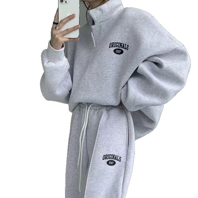 Conjunto de Sudadera Holgada y Pantalones de Chándal para Mujer Estilo Callejero Otoño/Invierno 2025