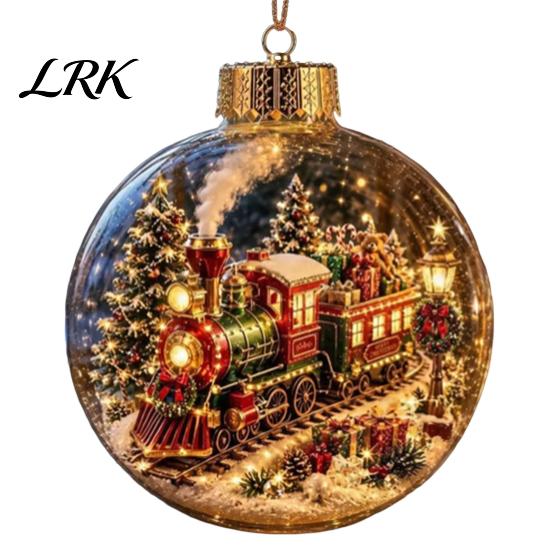 Led Glass Ball Decorations Lighted Christmas Ornament with Warm LED Lights, Retro Metal Cap Decorative Ornaments Transparent for Holiday Tree