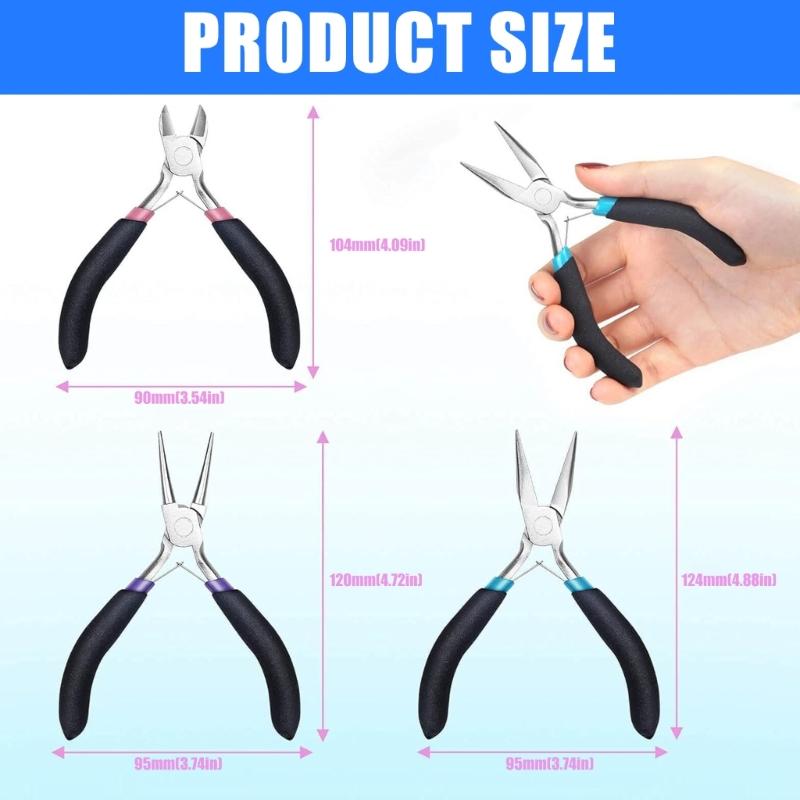 3Pcs Jewelry Pliers Super Jewelry Making Tool Comfortable Grip Handle Craft Pliers for Jewelry Repair Wire Bending