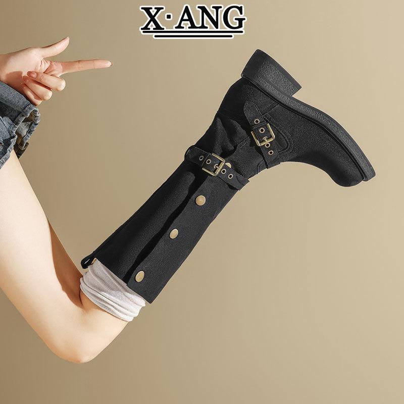 Cowhide version but knee knight boots women's single boots thick heel thin high boots long boots Maillard western cowboy boots