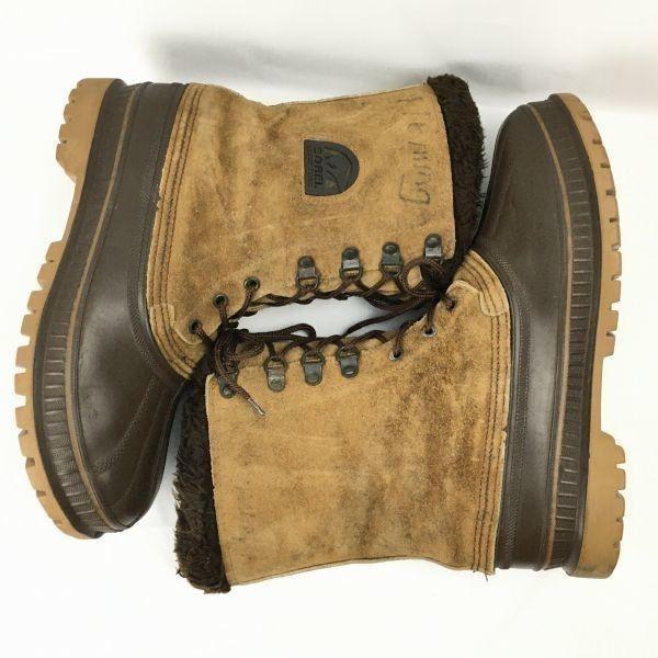 Sorel Vintage Canada Leather Snow Boots Lined Brown Size 7 25.0(USED)