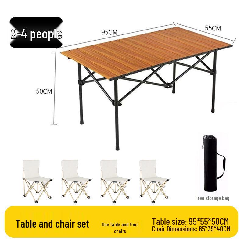 Outdoor Portable Folding Table & Chairs Set - Lightweight Roll-Up Table with Camping Seats