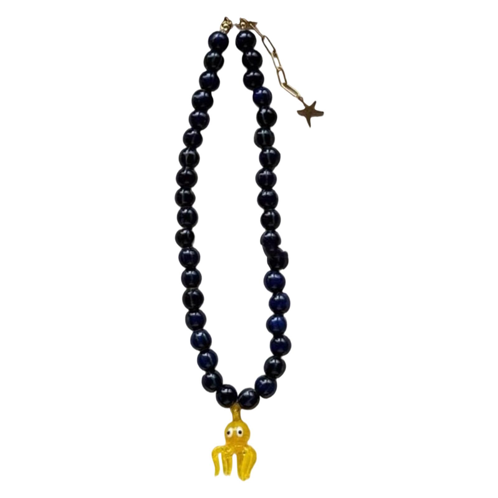 

Ожерелье из стекла ручной работы в виде осьминога, уникальный художественный дизайн, регулируемая цепочка, легкое шейное украшение для женщин, идея для подарка королевский синий