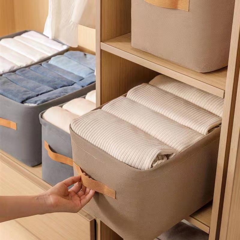 Clothes Storage Box Foldable Nonwoven Fabric With Stackable Design For Bedroom And Closet Organization