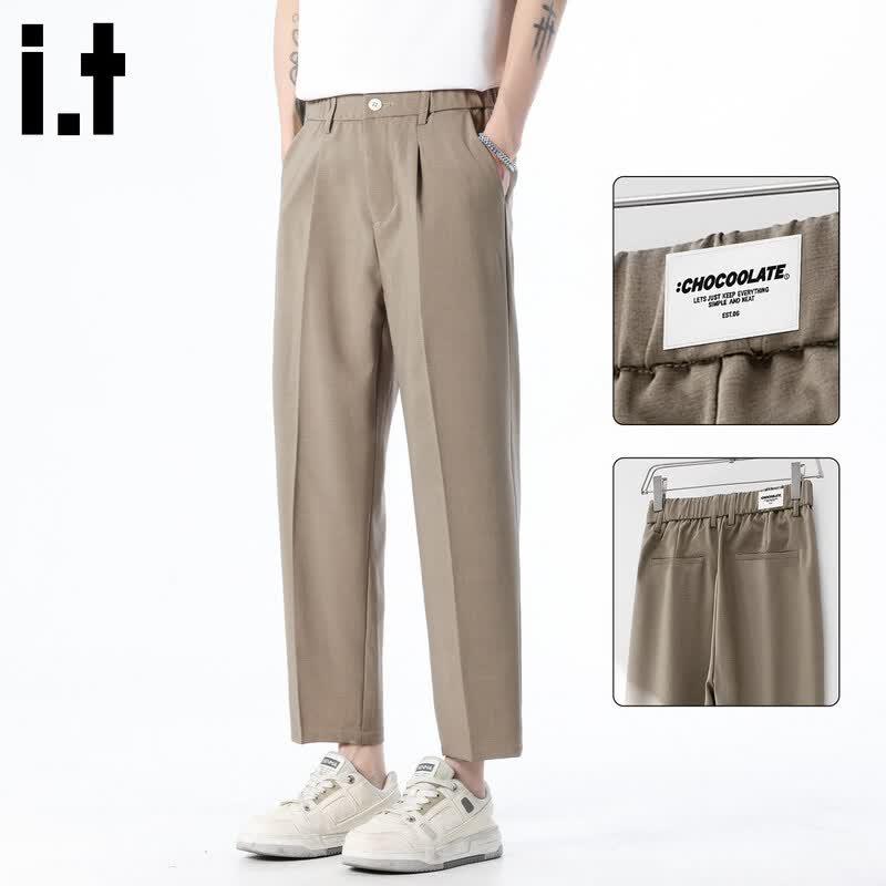 Men s Ice Silk Wrinkle-Resistant Cropped Casual Trousers 33