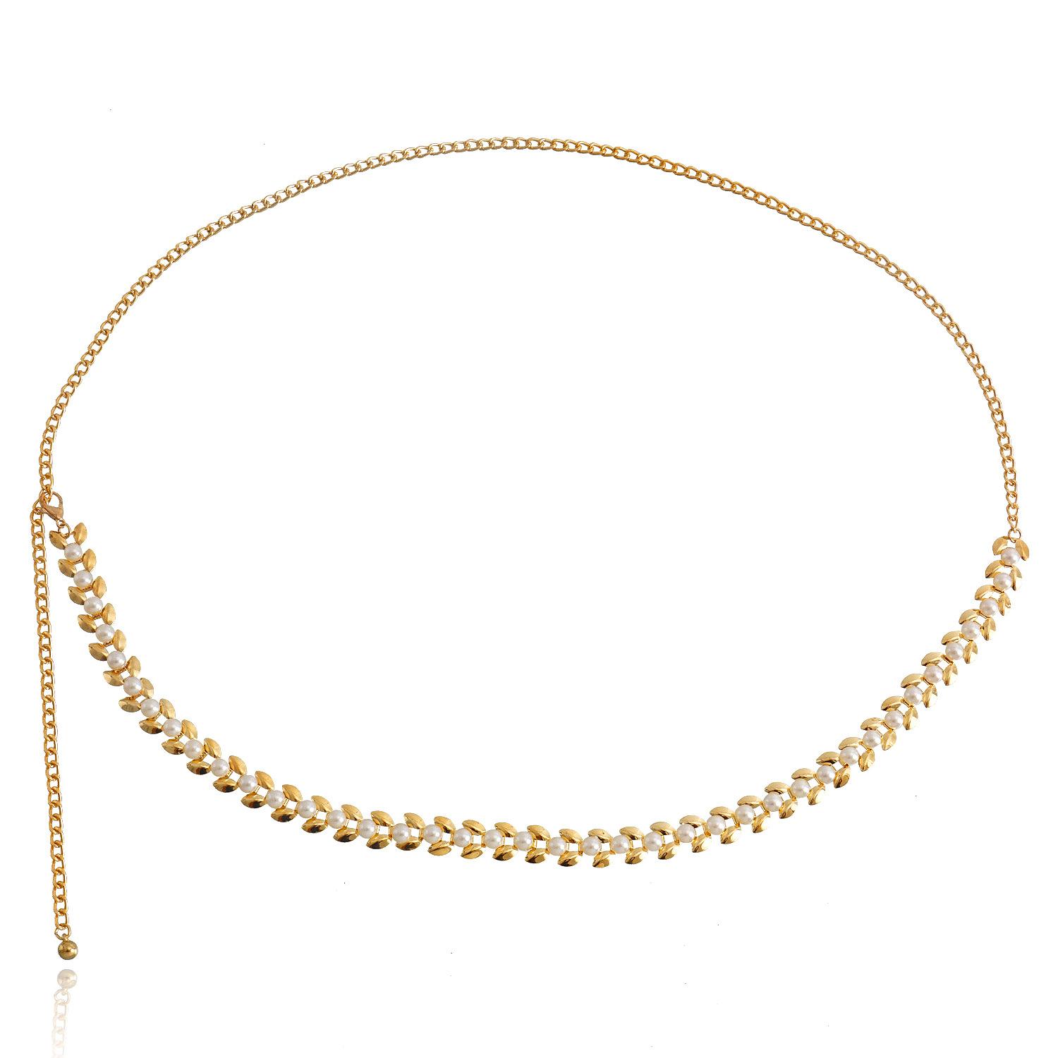 

Accessories, creative design Xiaoxiangfeng pearl waist chain, high-end style, fashionable metal body chain. золотий