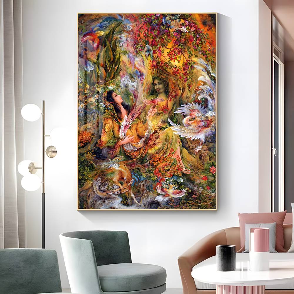 1pc Mahmoud Farshchian Persian Painting Poster Sticker Print Waterproof Wall Art For Living Room Bedroom Home Decor