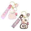Cartoon Cat Cake  Roll Keychain Jewelry Chic Cat Cake Roll Pendant Keyrings Phone Lanyard Key Chain Charm for Bag Purse