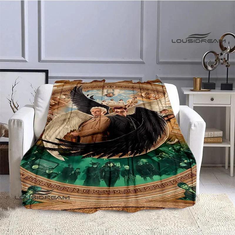 Manta estampada de la película Good Omens para niños, cálida, bonita, de franela, suave, cómoda, para el hogar, viajes, cama, regalo de cumpleaños