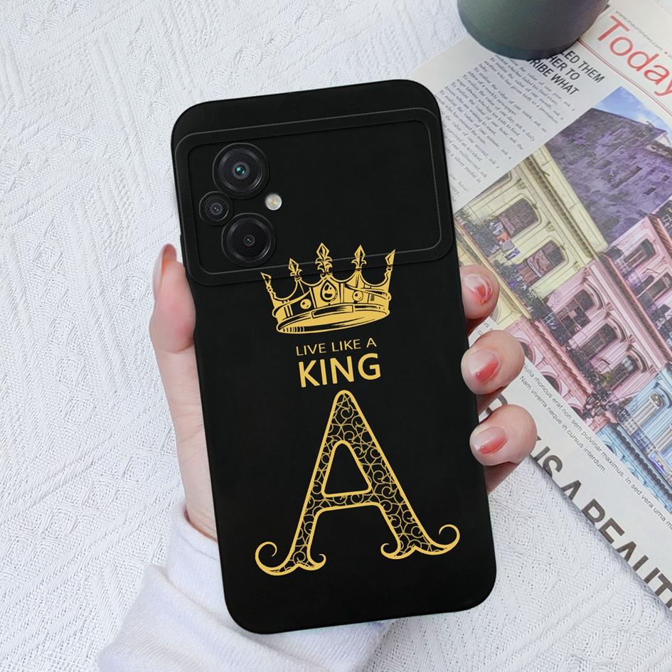 Case For Xiaomi Poco C40 C50 C55 F3 F4 F5 Pro M2 M3 Pro Luxury Phone Bag Crown Letters Soft Silicone Shockproof Matte Square Cover For Xiaomi Bumper
