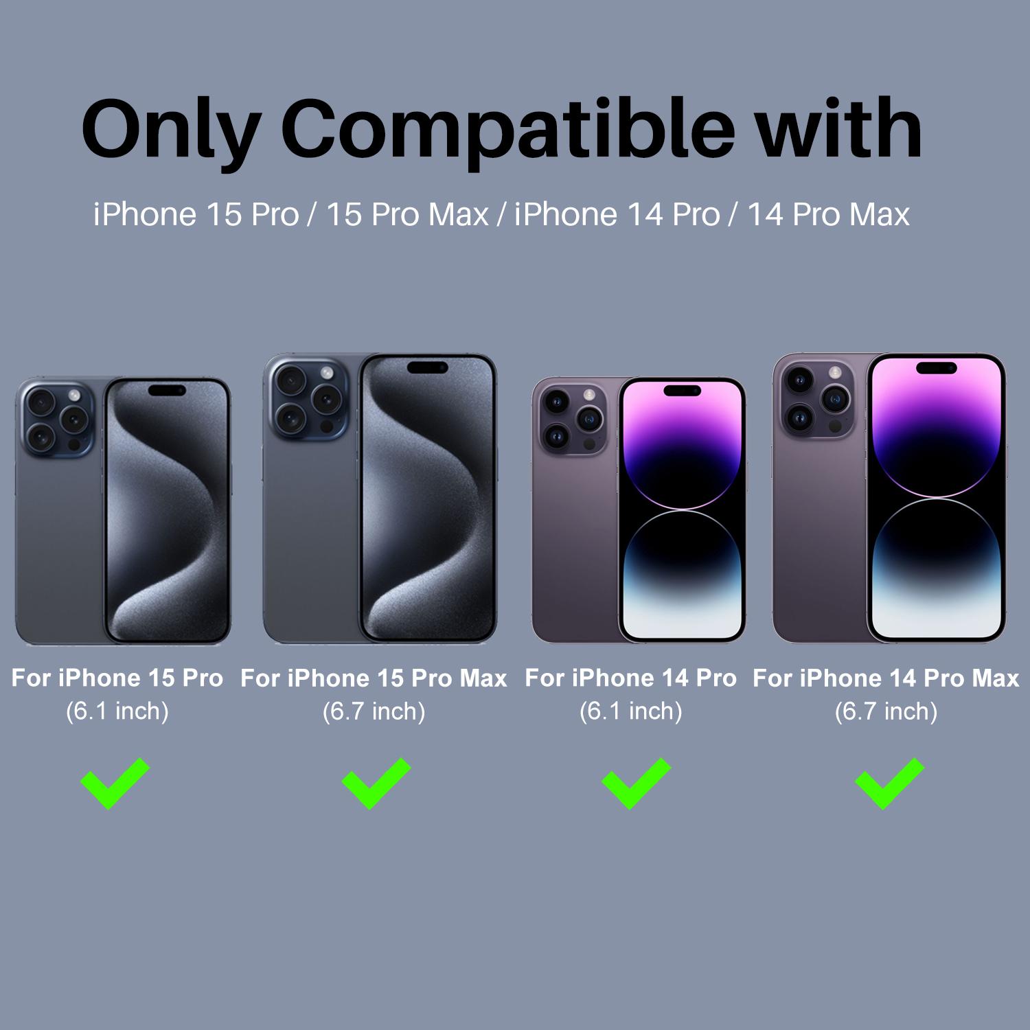 

NORTHJO 2 Sets for iPhone 15 Pro/15 Pro Max/14 Pro/14 Pro Max Lens Protector Rhinestone Ring Tempered Glass Lens Film Purple