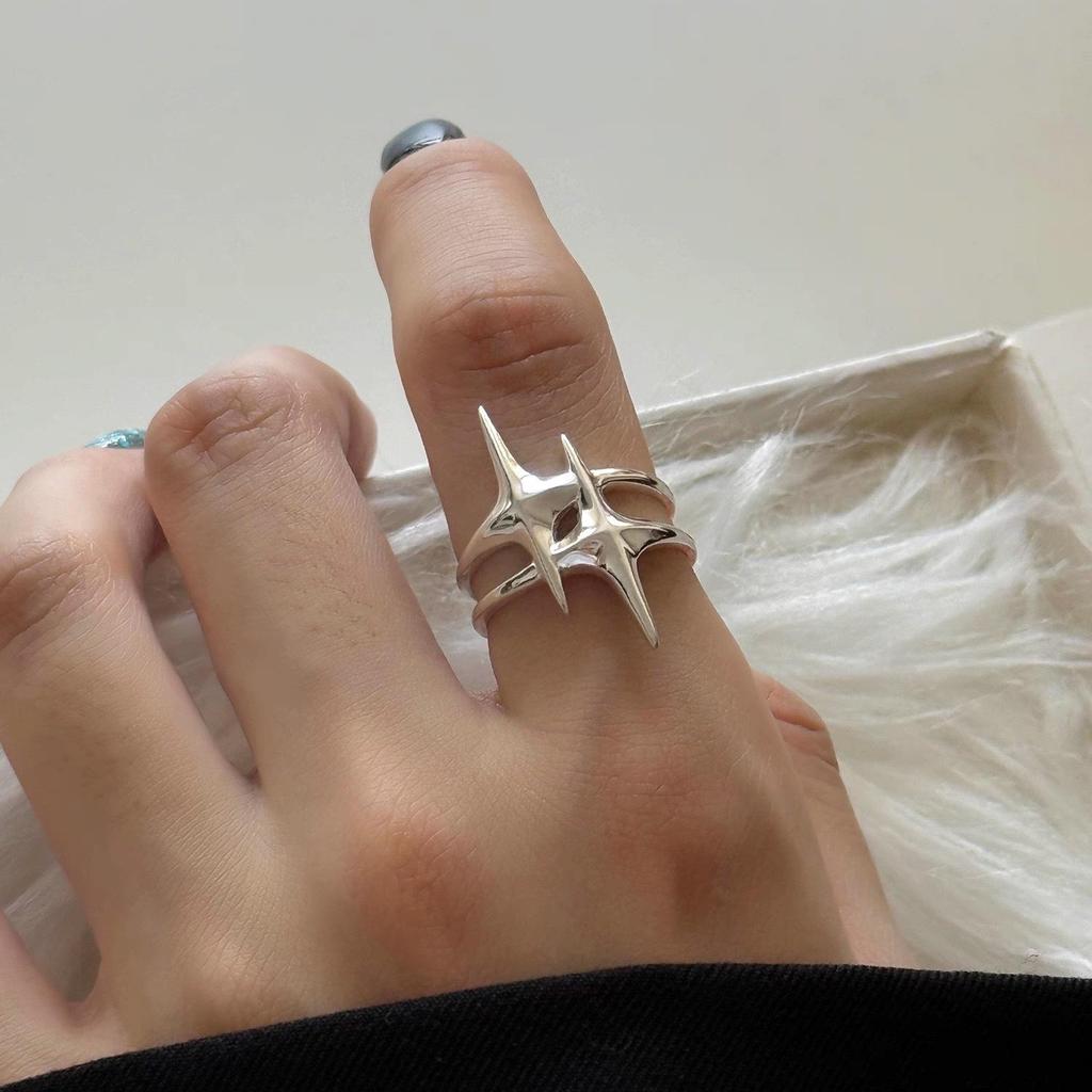 Women's Versatile Double Layer Star Ring: Stylish, Adjustable, Trendy Index Finger Accessory