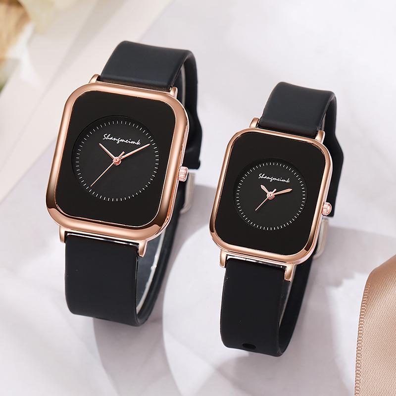 Student Women's Casual Quartz Watch with Square Face and Silicone Strap