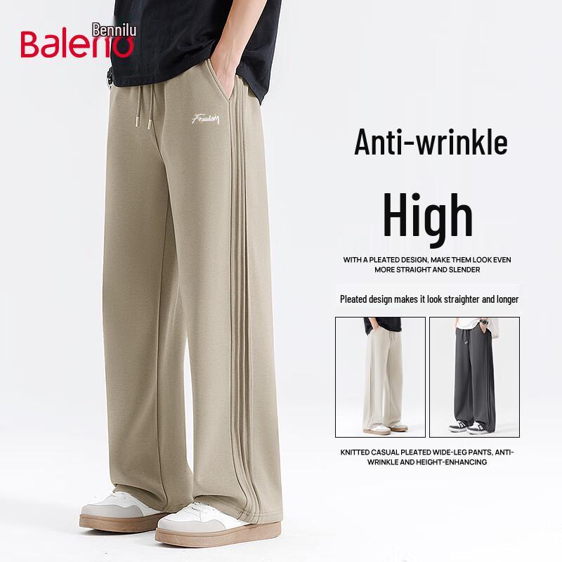 Baleno Men's Heavyweight Pleated Wide-Leg Casual Pants