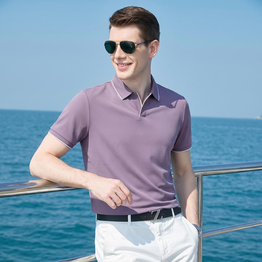 Summer Casual Collar T-Shirt Men's Simple Versatile Short-Sleeved Polo Shirt
