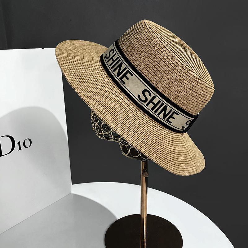 

JYL TS DIY Ins Straw Hat Wide Brim Sun Protection Woven Straw khaki_adjustable танго рожевий колір