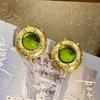 1 Pair Sparkling Design Green Crystal Earrings Green Crystal Sparkling Earrings  Women Jewelry