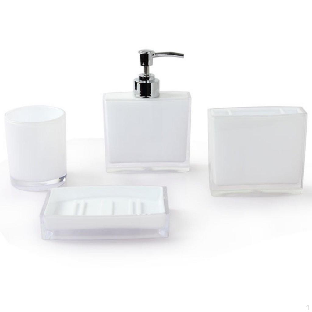 4-teiliges Badezimmer-Accessoire-Set Seifenspender und Zahnbürstenhalter für