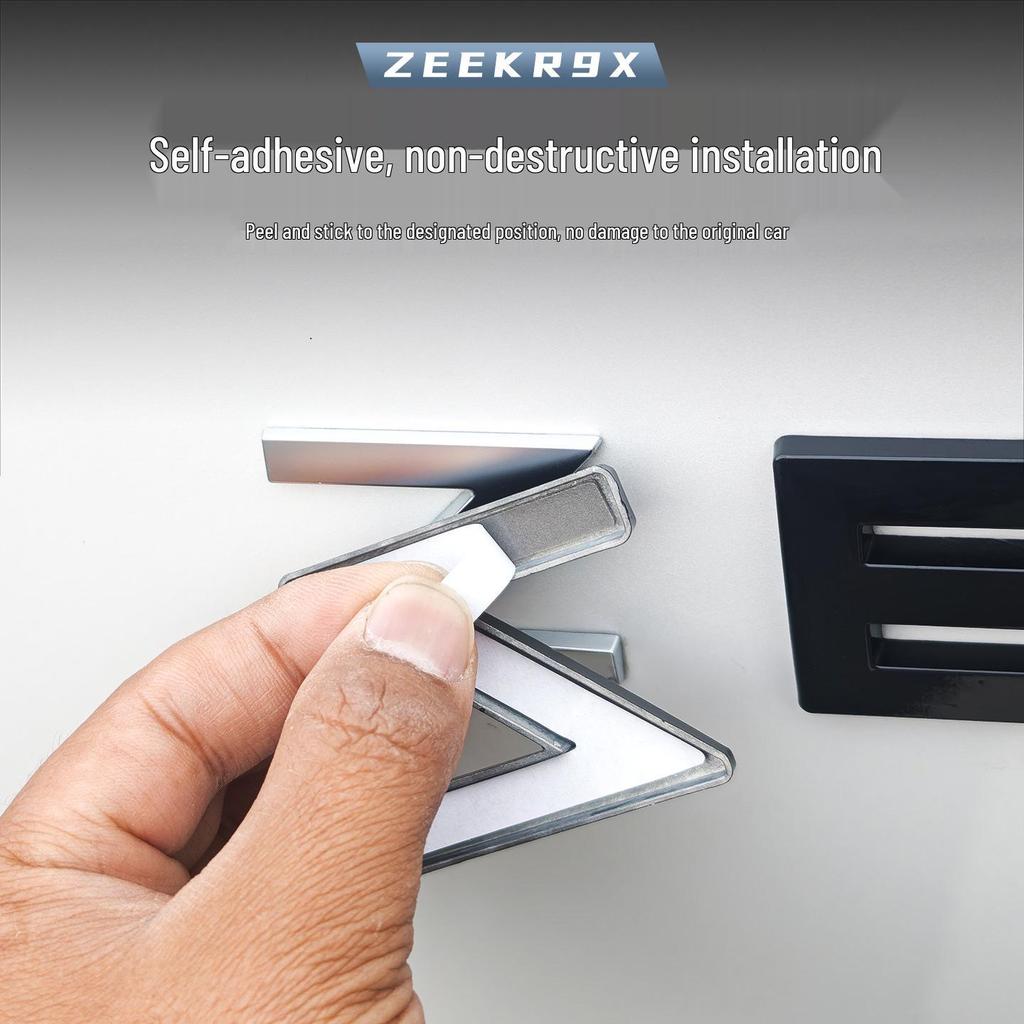 Schwarze Zeekr 9X Front-/Heck-Logoabdeckung - Metallschutz & Dekorative Autozubehör