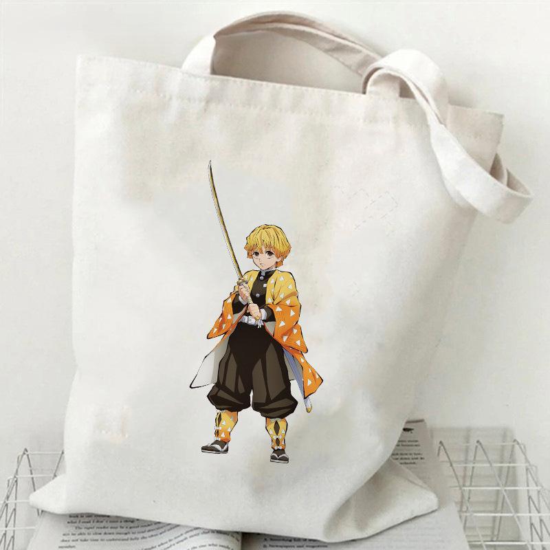 Japan Cartoon Comics Zenitsu Agatsuma Bedruckte Canvas-Tasche Große Kapazität Pendler-Tragetasche Lässige Umhängetasche für Damen 7563