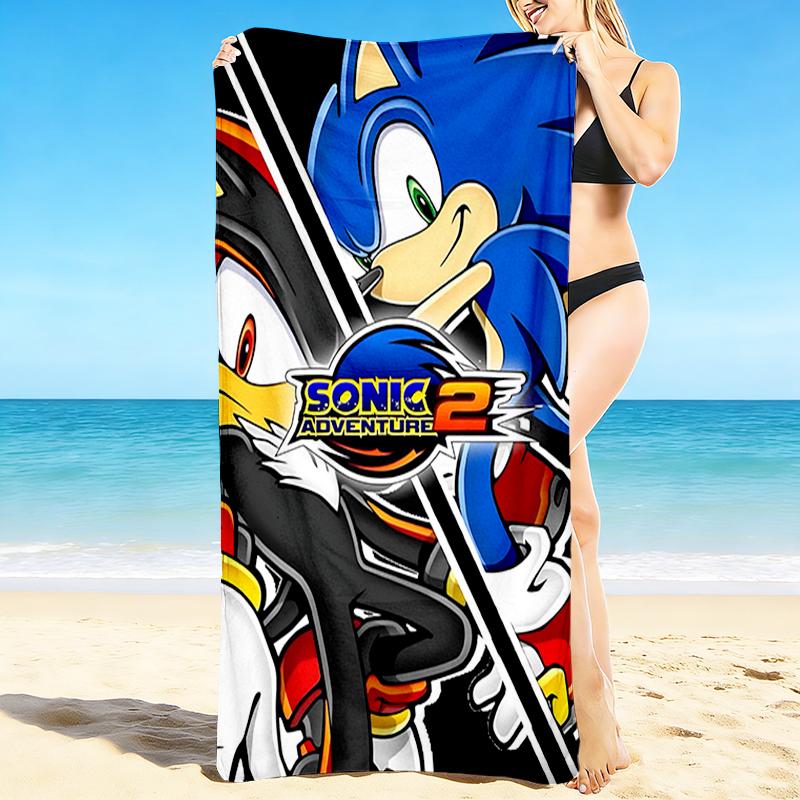 1Pc Sonic Adventure Cover Art Beach Towel, Quick Dry, Multi-Use for Beach Pool Gym Yoga Home Travel, Christmas, Halloween, Xmas Gift M929467