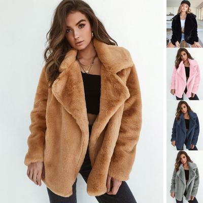 Modische Herbst- und Winterjacken aus Plüsch, warm, lockere Straßenjacken aus Fleece, Wollmäntel für Damen, Vintage, lässig, Übergröße, Mantel 25221