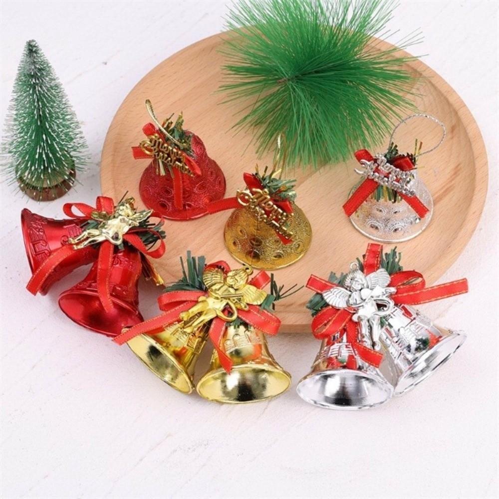 4/2Pcs Plastic Christmas Bells Merry Christmas Xmas Tree Decorations  Festival Party Celebration