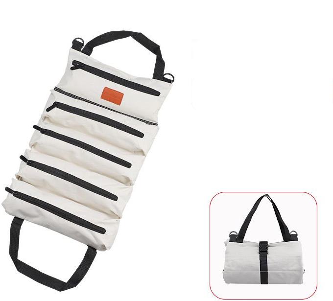 Tool Roll Bag,Multi-Purpose Roll Up Tool Bag,Wrench Roll,Canvas Tool Organizer Bucket,Car First Aid Kit Wrap Roll Storage Case