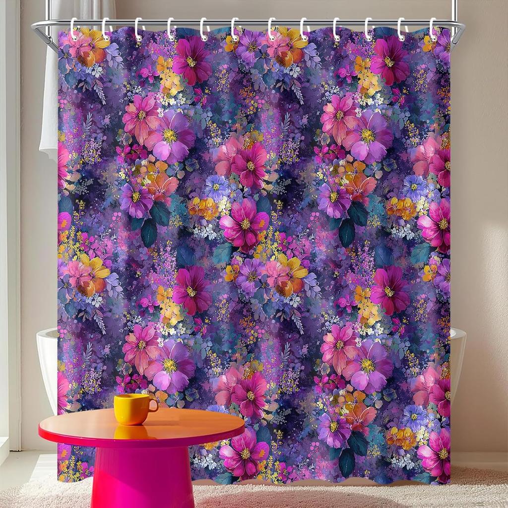 Mandala Shower Curtain Purple Blue Boho Bathroom Curtain with Psychedelic Meditation Design Spiritual Hippie Bathroom Decor